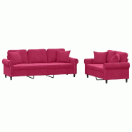 Ensemble de canapés 2 pcs avec coussins rouge bordeaux velours Modèle Gervionis - 8721012072411