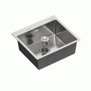Gasfrit - Évier de cuisine avec siphon pour installation sur plan de travail en acier inoxydable couleur gris, 1 cuve, 540 x 490 x 200 mm - gris inox