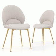 Helloshop26 - Lot de 2 chaises de salle à manger 62 x 56 x 88 cm rembourrées confort style moderne en tissu gris clair 20_0012440 - gris métal 3000