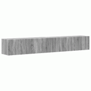 Helloshop26 - Lot de 2 meubles TV muraux modernes avec étagères 98 x 31 x 29 cm en bois gris sonoma 02_0054930 - gris Bois massif 3000238729701