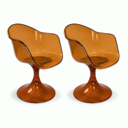 Now's Home - Lot de deux fauteuils de table resine acrylique ambre  61x53xht80.5 glam - 3256390255095