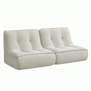 Oviala Business Lot de 2 fauteuils modulable en velours 160 x 90 x 70 cm écru - blanc polyester 115729