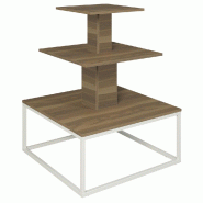 Présentoir 3 niveaux base métal blanc Vertigo olivier 90x90x117cm