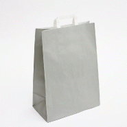 Sac kraft poignées plates gris 32x17x45cm - par 50
