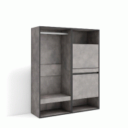 SKRAUT HOME Armoire Vestiaire ouvert, 120x145x35 cm, Chambre à coucher, pièce, Meuble à Chaussures, Ciment - gris Bois manufacturé 439_2