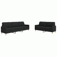 VidaXL Ensemble de canapés 2 pcs noir tissu Modèle Cérès - 3278323