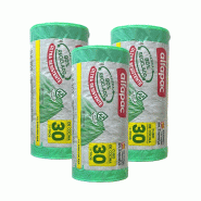 Alfapac - Sacs poubelle antibactériens 30L 55x60cm à fermeture automatique, 3 rouleaux x 15 unités (80% recyclés) - vert PK6947