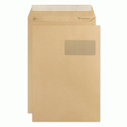 Clairefontaine Boîte de 250 pochettes kraft Mille Raies 229x324/C4, 90 g/m², avec fenêtre 100x50 à 20/50, adhésive avec bande - 3329681035000