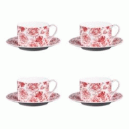Coffret de 4 tasses à thé avec sous tasses 18 cl Louise - Rouge Rond Porcelaine Table Passion - rouge porcelaine 3106232376672 Coffret de 4 tasses à thé avec sous tasses 18 cl Louise - Rouge Rond Porcelaine Table Passion - rouge porcelaine 3106232376672
