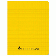 CONQUERANT Lot de 10 Cahier Sept PP piqué 17x22, 96p./48 feuilles 70g/m², Séyès, coloris jaune - 3020120260501