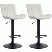 Décoshop26 - Lot de 2 tabourets de bar en tissu crème pieds en métal noir hauteur réglable pivotant TDB10725 - noir 3002486832691 Décoshop26 - Lot de 2 tabourets de bar en tissu crème pieds en métal noir hauteur réglable pivotant TDB10725 - noir 3002486832691