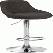 Décoshop26 - Tabouret de bar chaise haute x 1 avec coutures décoratives assise en tissu gris foncé pieds métal chromé 10_0005085 - gris 3000252453941