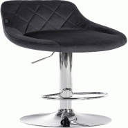 Décoshop26 - Tabouret de bar en velours gris foncé coutures décoratives pivotant support métal chromé TDB10671 - gris 3002473332692