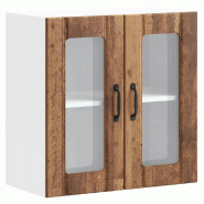 Helloshop26 - Armoire murale de cuisine design ancien optimisée rangement 60 x 31 x 60 cm en bois ancien 02_0050230 - verre 3000236250993