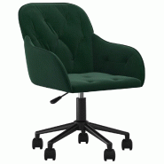 Helloshop26 - Chaise fauteuil siège pivotante de bureau informatique étude foncévelours vert 02_0024186 - vert métal 3000214729763