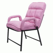 Mendler Chaise de salle à manger HWC-K40, chaise rembourrée, capacité de charge 160kg dossier réglable métal ~ tissu/textile rose - rose textile 92135