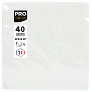 Pronappe - Réf.SV623801I - Carton de 1200 Serviettes ouate 2 plis - papier micro gaufré - 38 X 38 cm - 30 paquets de 40 serviettes Blanc - blanc tex