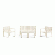 RATTATAN Ensemble de jardin en polypropylène avec canapé 2 places, 2 fauteuils et 2 tables modulables, idéal pour terrasse, jardin, restaurants, h�