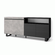 SKRAUT HOME Buffet salon et cuisine, 200x87x35cm, 4 Portes, Design industriel, Ciment - gris Bois manufacturé 60_14