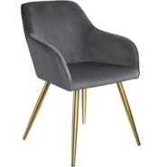 Tectake Chaise MARILYN Effet Velours Style Scandinave - gris foncé/or -403653 - gris plastique 403653 Tectake Chaise MARILYN Effet Velours Style Scandinave - gris foncé/or -403653 - gris plastique 403653