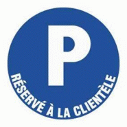 Texte plaque rigide - Parking réservé à la clientèle - Dimensions : L. 15 x H 30 cm - Bleu et blanc
