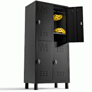 TwinThink Vestiaire metallique à 4 portes Casier 180x65x40cm pour votre atelier ou votre bureau Casier metallique serrure (Noir) - noir métal 843702 TwinThink Vestiaire metallique à 4 portes Casier 180x65x40cm pour votre atelier ou votre bureau Casier metallique serrure (Noir) - noir métal 843702
