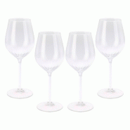 WellHome - Set de 4 verres à vin de 380ml avec design à rayures Ø6x22cm - transparent verre WH16785