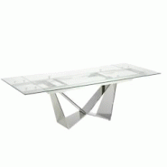 AC ANGEL CERDA Angel Cerdá Table à manger à rallonge rectangulaire verre trempé et acier chromé 1027C 160 x 90 x 75 - verre 8435631005391 AC ANGEL CERDA Angel Cerdá Table à manger à rallonge rectangulaire verre trempé et acier chromé 1027C 160 x 90 x 75 - verre 8435631005391