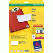 AVERY 1200 mini étiquettes blanches, format 22 x 12,7 mm (25 feuilles A4 / cdt) - 3266550263099