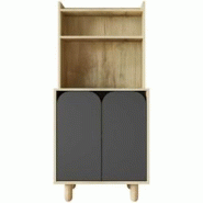 Buffet haut en aggloméré Parma anthracite et chêne Hanah Home - 8684284023768 Buffet haut en aggloméré Parma anthracite et chêne Hanah Home - 8684284023768