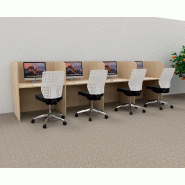 Bureau de centre d'appels version murale 4 personnes Call. - Chêne moyen , 4 places