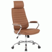 CLP Fauteuil de bureau Rako en véritable cuir ajustable et pivotant Marron clair - marron cuir 317942 CLP Fauteuil de bureau Rako en véritable cuir ajustable et pivotant Marron clair - marron cuir 317942