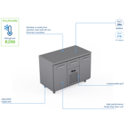 Comptoir réfrigéré en acier inoxydable - 1200 × 660 × 900 mm - CST-12-101 Comptoir réfrigéré en acier inoxydable - 1200 × 660 × 900 mm - CST-12-101
