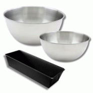 Ensemble avec 1 Moule à Cake 25,5cm, 1 spatule Zenker et 2 bols à mixer en inox Fackelmann - noir métal 3176239936322