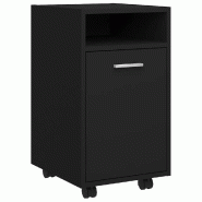 Helloshop26 - Armoire latérale pratique avec roues 33 x 38 x 60 cm rangement moderne déco intérieur en bois noir 02_0047775 - noir Bois massif 3000