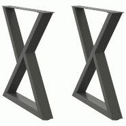 Helloshop26 - Lot de 2 pieds de table à manger modulables 70 x 73 cm avec patins réglables design moderne en acier anthracite 02_0057012 - acier 300