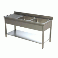 Plonge inox 2 bacs 1600x600mm avec égouttoir gauche