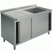 Plonge sur armoire inox 1 bac à gauche portes coulissantes - 1400x6... - PSLA1GS1406