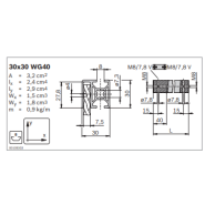 Profilé en aluminium pour grille de protection 30x30 wg40