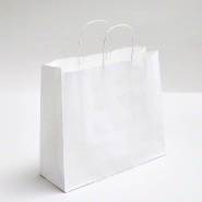 Sac kraft vergé blanc poignées torsadées 36x12X31cm - par 50