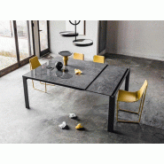 Table de réunion extensible Marcopolo en cristal-céramique - Dimensions 140/230 x 140 ou 160/250 x 100 cm - Piètement acier - Garantie 3 ans