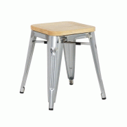 Tabourets bistro bas en acier avec assise en bois (lot de 4) | Bolero - GM634