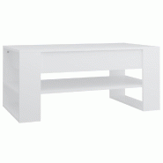 VidaXL Table basse blanc 102x55x45 cm bois d'ingénierie Modèle Épure Plus - 810899XL