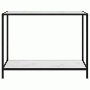 VidaXL Table console Blanc 100x35x75 cm Verre trempé Modèle Orion Bois - 322837