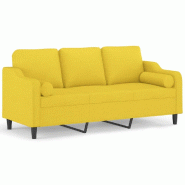 Canapé 3 places avec oreillers jaune clair 180 cm tissu Modèle AbriBeyond 387 - 8721012058255
