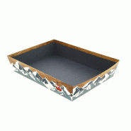 Corbeille carton rectangle "Chalet" montagnes enneigées 36x27x7cm - par 30
