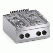Cuistance Cuisinière gaz professionnelle 4 brûleurs – robuste et facile à nettoyer, compatible GN/GPL - gris inox 4FP600G