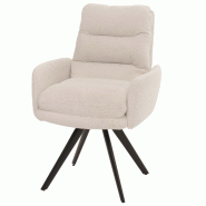 Décoshop26 - Chaise de salle à manger chaise de cuisine pivotante position automatique tissu/textile bouclé blanc crème avec 04_0006285 - beige 30