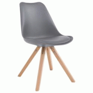 Décoshop26 - Chaise de salle à manger design scandinave en PVC gris et pieds en bois clair forme carré 10_0003426 - gris 3000251573015 Décoshop26 - Chaise de salle à manger design scandinave en PVC gris et pieds en bois clair forme carré 10_0003426 - gris 3000251573015