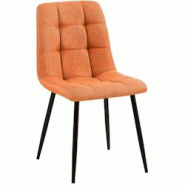 Décoshop26 - Chaise de salle à manger x1 coutures décoratives carrées en tissu orange et métal noir 10_0002143 - noir 3000250862035 Décoshop26 - Chaise de salle à manger x1 coutures décoratives carrées en tissu orange et métal noir 10_0002143 - noir 3000250862035